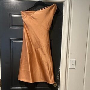 Bill Blass One-Shoulder Copper Dress